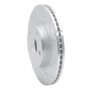 Subaru Forester Brake Rotor (1) - Front Right - R1 Concepts - Drilled & Slotted - Silver - `19-`24